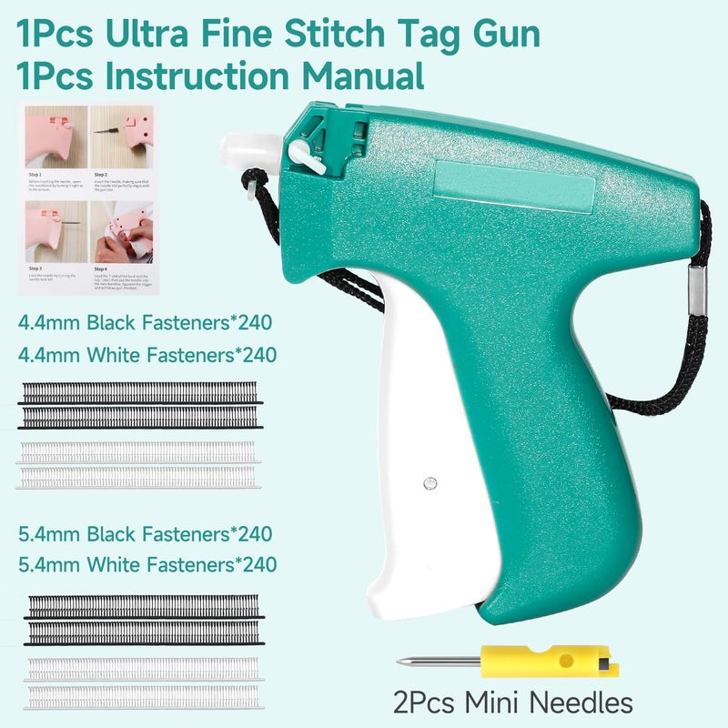 ANTAND Stitch Gun for Clothes, Micro Tagging Gun for Clothing, Handheld Tag Gun Quick Stitch Sewing Gun, Quick Clothing Fixer Includes 2 Needles, 4.4mm 480 Pcs and 5.4mm 480 Pcs Black White Fasteners - Image 5